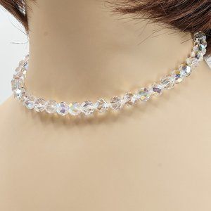 Crystal Necklace & Earrings Set, Dainty Vintage Choker Necklace